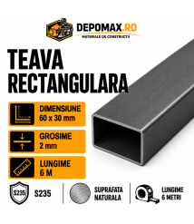Teava rectangulara 60 x 30 x 2 mm, 6 metri